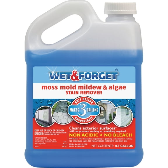 Wet and Forget Moss Mold Mildew & Algae Stain Remover .5 Gallon - 2 Pack