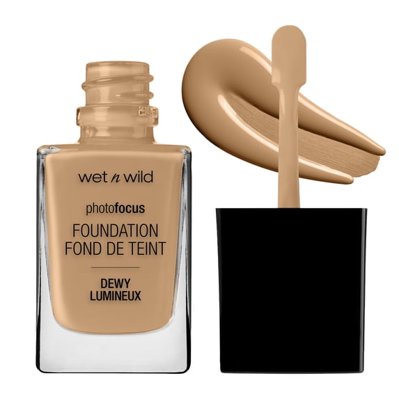 Wet n Wild Photo Focus Dewy Liquid Foundation Makeup, Amber Beige, 1.0 fl oz