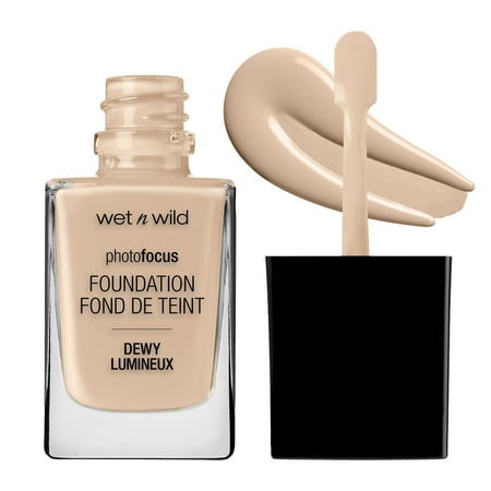 Wet n Wild Photo Focus Dewy Liquid Foundation Makeup, Shell Ivory, 1.0 fl oz