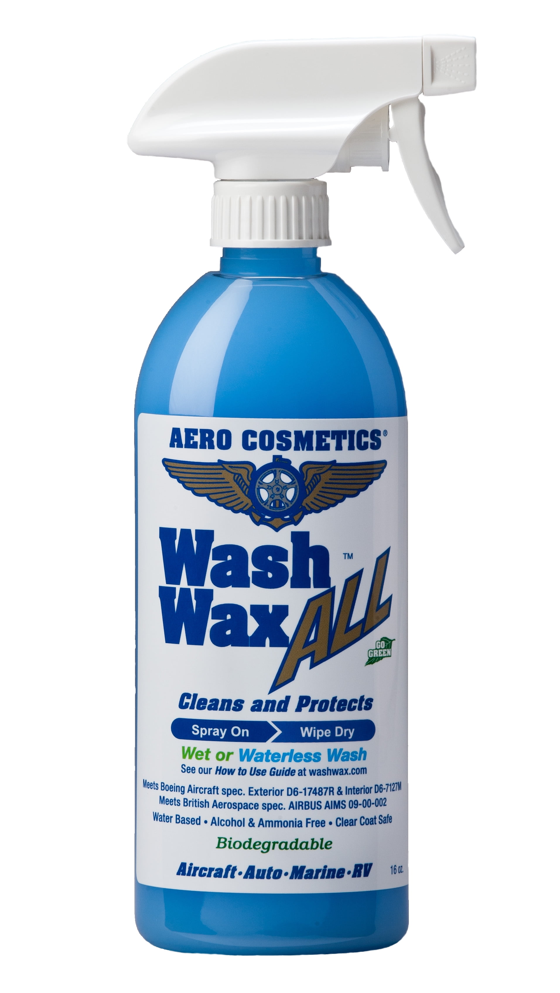 Wet or Waterless Car Wash Wax 16 oz. Aircraft Quality Wash Wax for your Car RV & Boat. Guaranteed Best Waterless Wash on the Market