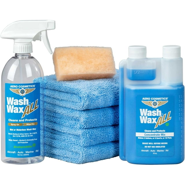 Wet or Waterless car Wash Wax Kit with 2 Gallon Concentrate for