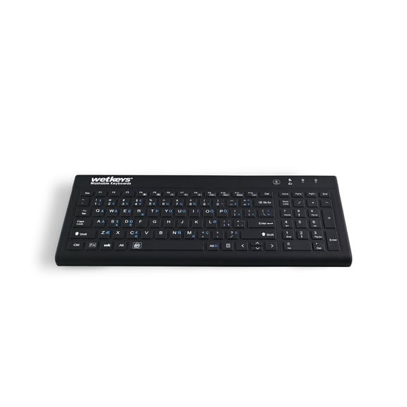 WetKeys 'Blue Connect' Professional-grade Rigid Silicone Waterproof Wireless Bluetooth; Keyboard with ON/OFF Switch (BT) (Black) | KBWKRBT99Si-BK