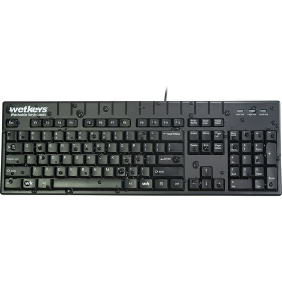 WetKeys Professional-Grade Full-size ABS Plastic Waterproof USB Keyboard with 10-key Number-Pad, Black