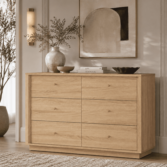 Wetalus 6-Drawer Spacious Mid-Century Modern Dresser with Ample Storage ...