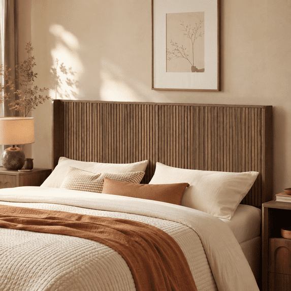 Wetalus King Mid-Century Headboards Wingback, Brown