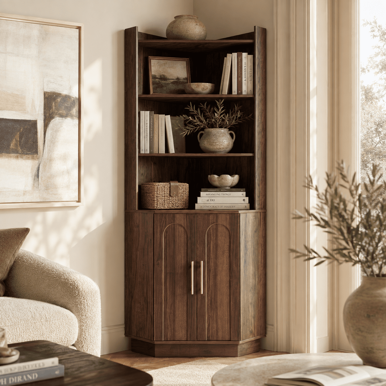 Mid Century Modern Corner Shelves for Home