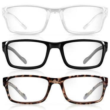 Wetene Unisex Blue Light Blocking Reading Glasses, 2.0 Magnification,Square Frame, Clear, 3 Pcs