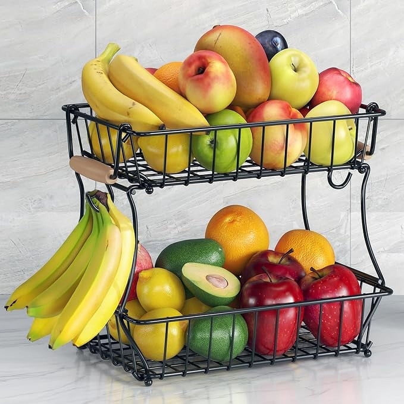 Wetheny 2Tier Fruit Basket Bowl Vegetable Storage with Banana Hook and — free download