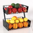 thumbnail image 1 of Wetheny 2 Tier Fruit Basket with Metal Handle, Countertop Fruit Vegetable Basket Bowl for Kitchen Counter Organizer, Detachable Metal Wire Storage Basket Fruit Stand Holder for Bread Snack Produce Br, 1 of 5