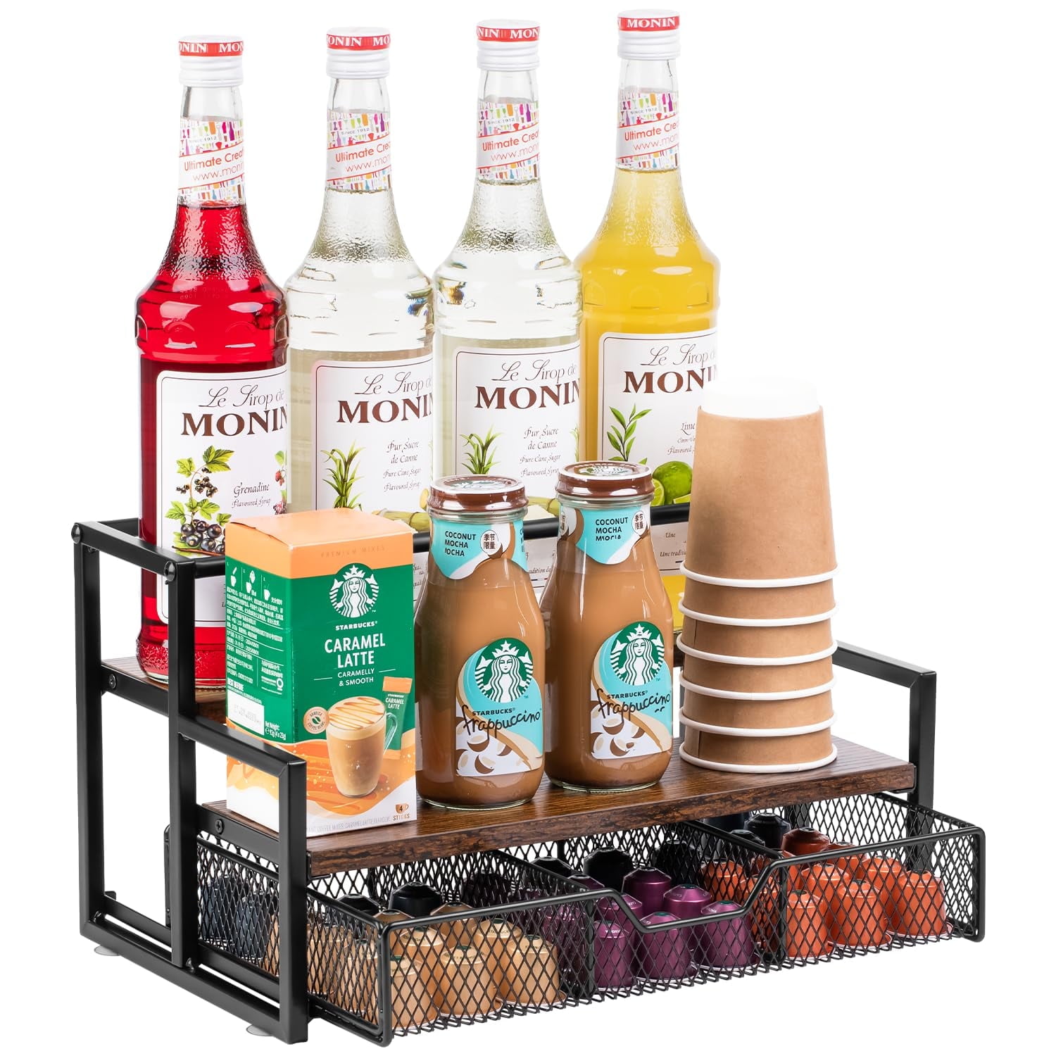 Accessory Customization Bar Wetheny Coffee Syrup Organizer for Coffee Bar, 3-Tier Coffee Station ...