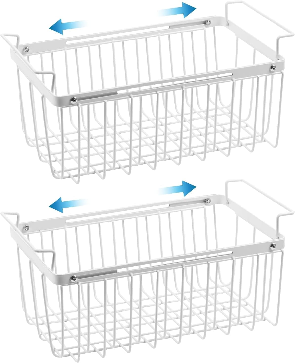 Wetheny Freezer Organizer Bins, Expandable Deep Freezer Baskets for Chest Freezer White(Pack 2)