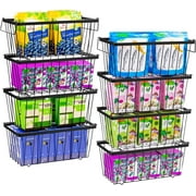 Wetheny Freezer Organizer Bins With Side Handle -8 Pack Stackable Chest Freezer Organizer for 7 Cu.FT - Deep Freezer Sort Frozen Food Wire Metal Basket Storage Bins Rack