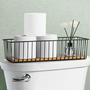 Wetheny Extra large Hanging Wire Basket with Detachable Wood Base and Steel Hooks - Farmhouse D cor Toilet Paper Basket - Wire Storage Basket for Bathroom, Kitchen, Pantry, Garage  1 Pack