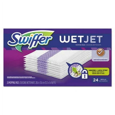 Swiffer WetJet Hardwood Floor Cleaner Spray Mop Pad Refill, Bathroom Cleaning Supplies, Hardwood Floor Cleaner, Multi Surface, 24 Count