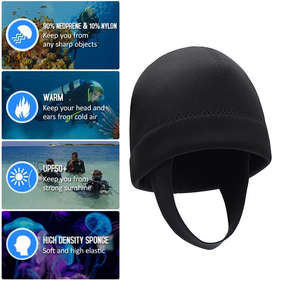Wetsuit 2mm Neoprene Snorkeling Cap UV Protection Warm Diving Hood Wetsuit Beanie Cap For Snorkeling Swimming Surfing Kayaking