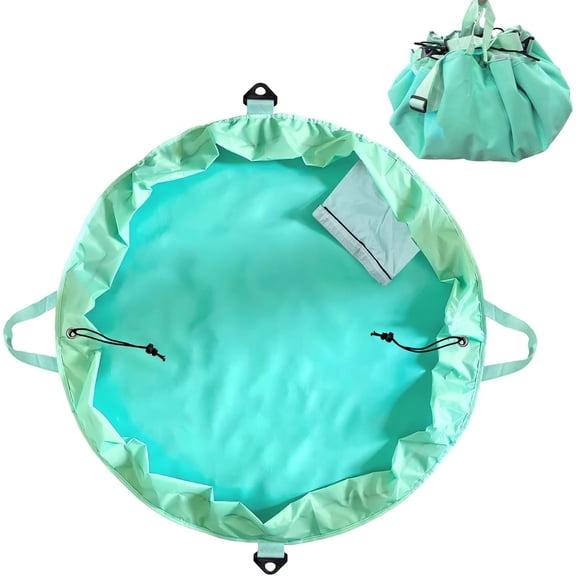 Wetsuit Changing Mat - 90x90cm | 600D Sandproof Beach Bag with Storage Pockets | Drawstring Tote for Surfing, Camping & Family Beach Days