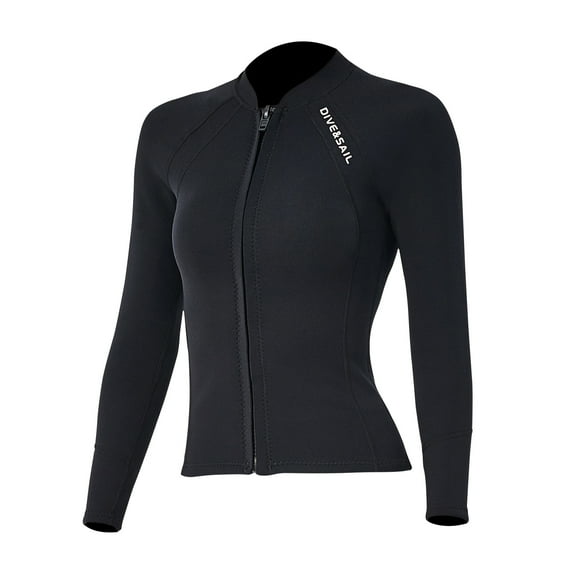 Wetsuit Top Wetsuit 2mm Wetsuit Jacket Men Women Front Zip Long Sleeve Diving Suit for Swimming Surfing Diving, Professional Men and Women Wetsuit Split Top Swimsuit