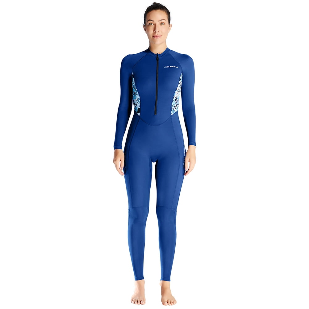 Wetsuit Women 3mm Neoprene Diving Suits Full Long Sleeve Keep Warm Front Zip Wet Suit for Diving Surfing Swimming Snorkeling Dark Blue XXL