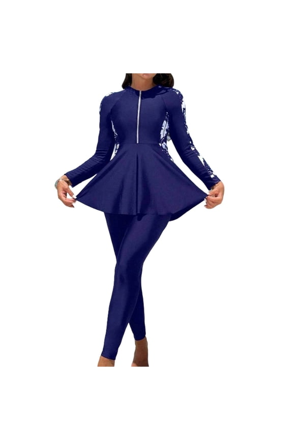 Wetsuit for Women Summer UV Protection Swim Shirt with Long Bottom Full Body Divinng Surfing Snorkeling Suits Blue S