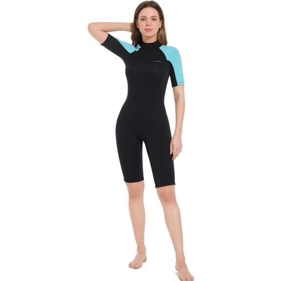 Wetsuits for Men and Women, 2mm Mens Short Wet Suit Diving Surfing Snorkeling Kayaking Water Sports(Women-Shorty-Blue,XS)
