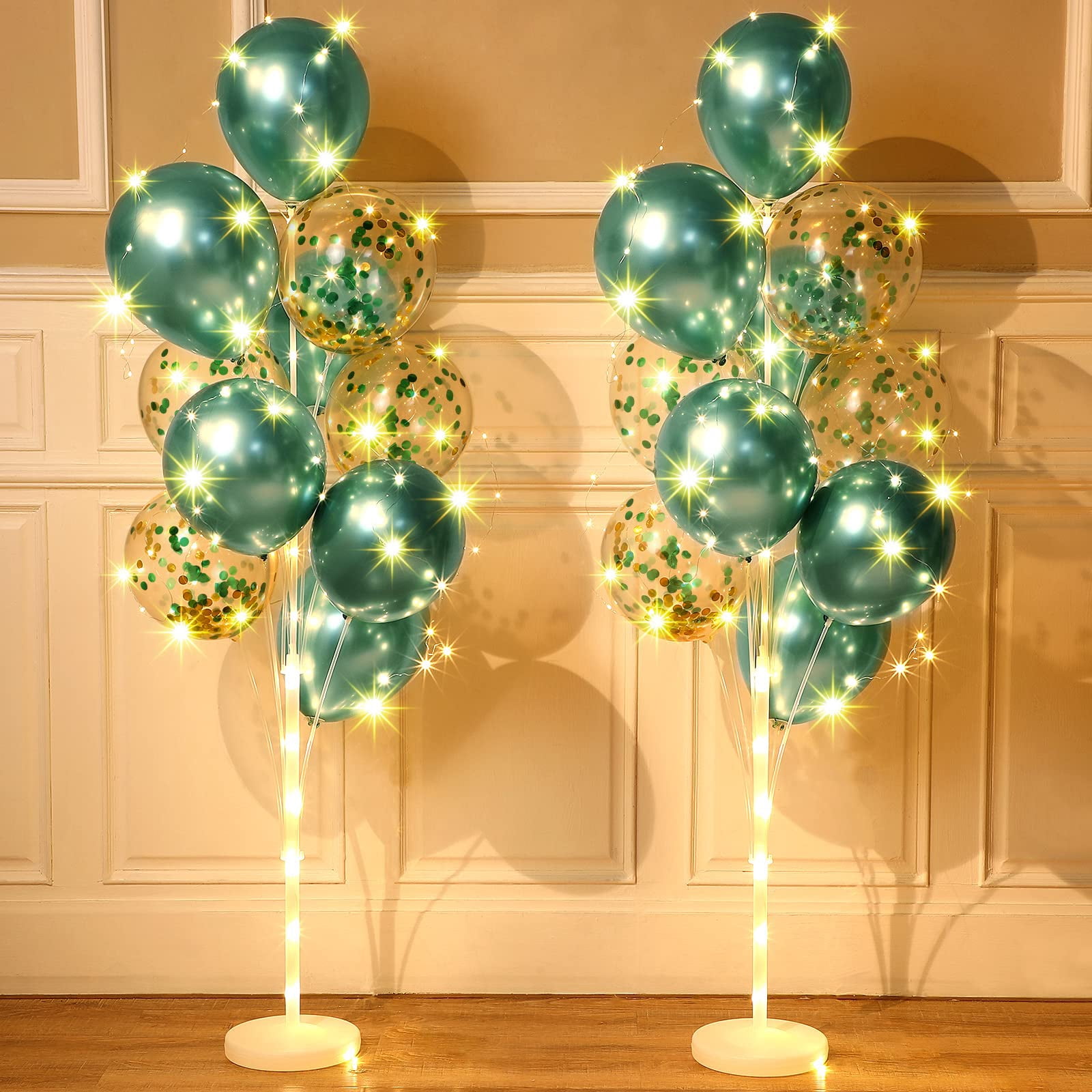 Wettarn 2 Sets Floor Balloon Column Stand Kit with LED Lights 40 Pcs ...