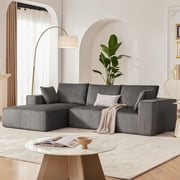 Weture 108  Modular Sectional Sofa, Cloud Sectional Couch with Deep Seat, Modern Modular L-Shape Sofa Couch with Chaise,Upholstered Couches for Living Room,Corduroy, DarkGrey