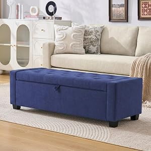 Weture 48" Ottoman with Storage, Blue Storage Ottoman Bench