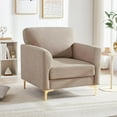 thumbnail image 1 of Weture 500LBS Oversized Chair, Comfy Accent Chair in Upholstered Linen Fabric, Mid Century Modern Living Room Chairs, Large Reading Arm Chair with Gold Metal Legs, Over Sized Club Chair, Khaki, 1 of 1