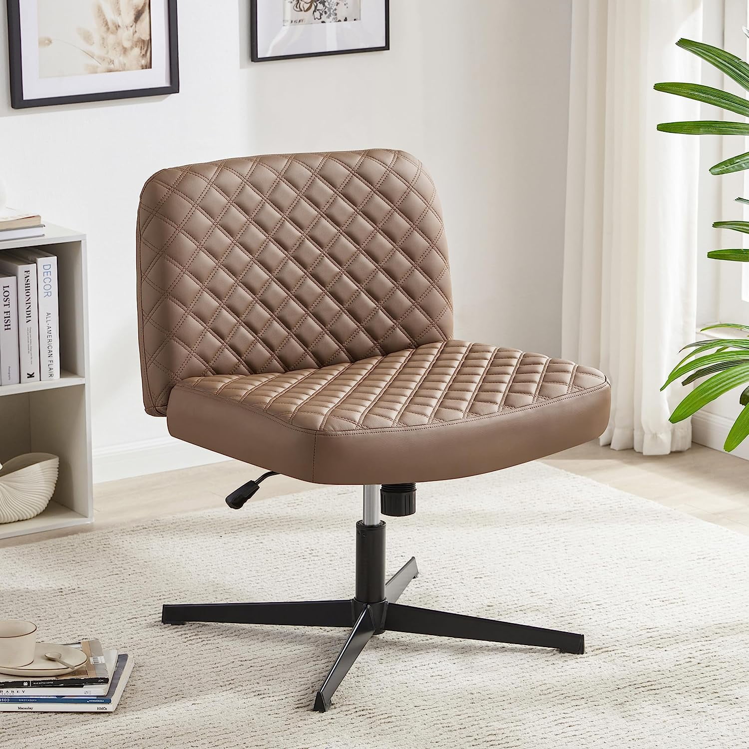 Weture Armless Office Desk Chair, Cross Legged Chair No Wheels