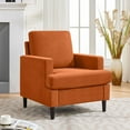 thumbnail image 1 of Weture Mid-Century Armchair, Linen Upholstered Orange (Set of 1), 1 of 7