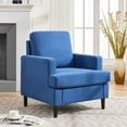 thumbnail image 1 of Weture Mid-Century Modern Armchair, Linen Upholstered Blue (Set of 1), 1 of 8