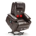 thumbnail image 1 of Weture Power Lift Recliner Chair with Heat and Massage for Elderly, Leather Electric Recliner Chairs with Cup Holders and USB Port, Big Oversized Recliner Chair for Seniors, Brown, 1 of 7