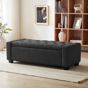 Weture Modern Ottoman Bench with Storage, Safety Hinge & Seating, 330 lb Limit, Dark Gray