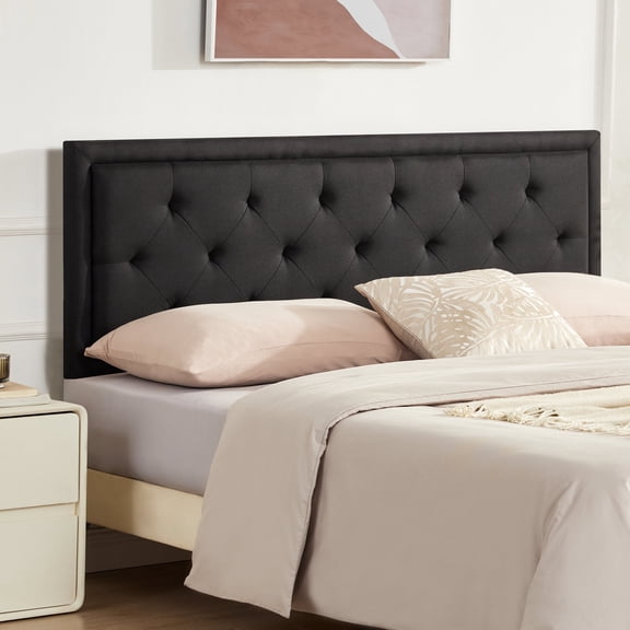 Weture Queen Upholstered Panel Headboard, Adjustable Height, Black