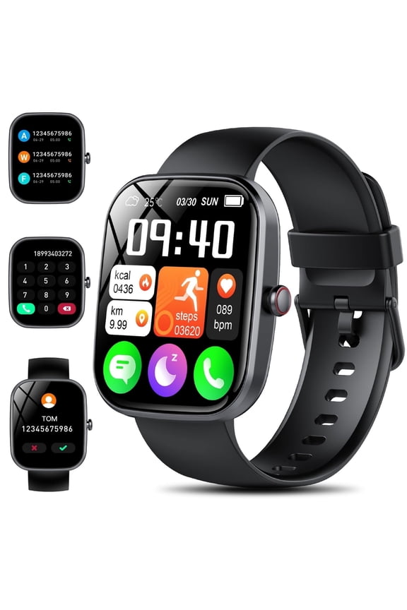 Smart Watch for Men Women iPhone Android, 1.91" HD Touchsreen, Bluetooth Call and Music Control, Fitness Tracker, 110+ Sports Modes, IP68 Waterproof, Black