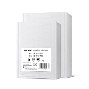 Wevac Lite 250 Pcs Vacuum Sealer Bags 6" x 10"(100), 8" x 12"(150),Pre-Cut Vacuum Seal Bags for Food, Clear
