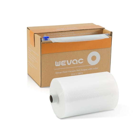 Wevac Lite 8" x 130' Food Vacuum Sealer Bags Keeper with Cutter, BPA Free Roll Storage Bag, Clear