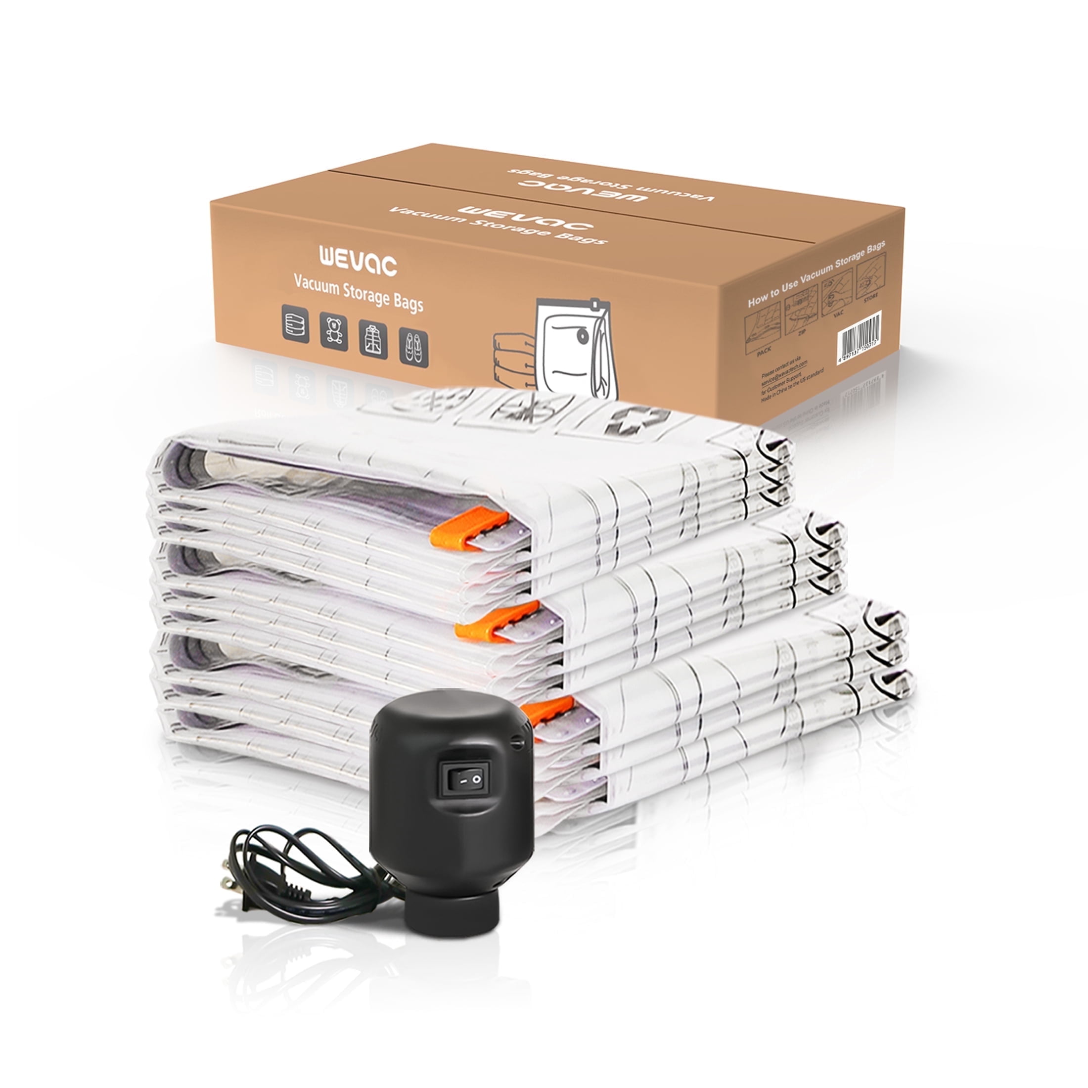 Wevac Combo Vacuum Storage Bag (3 Jumbo, 3 Large, 3 Medium) | Space Saver Compression with Premium Electric Pump