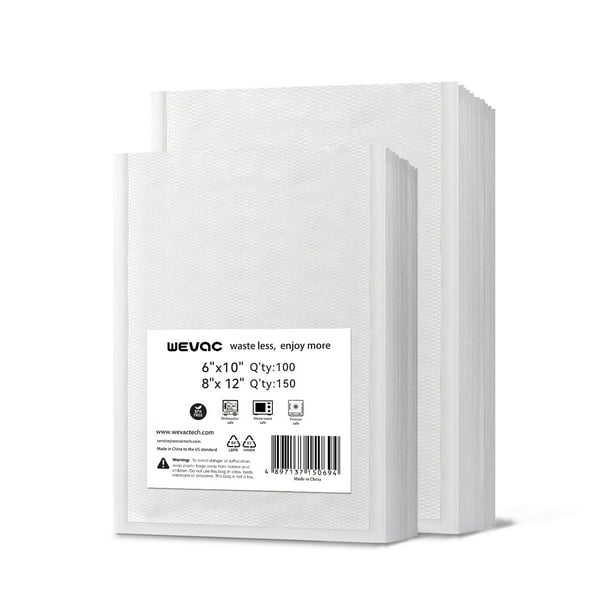 Wevac Lite 6" x 10"(100), 8" x 12"(150) Food Saver bags, Vacuum Food