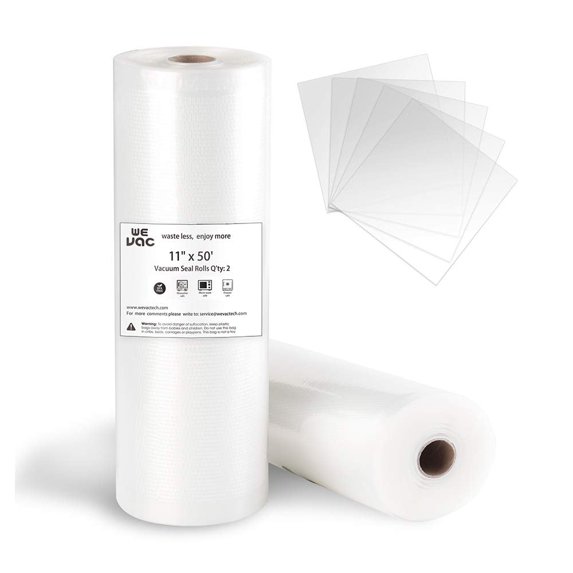 Wevac Vacuum Sealer Bags 8x50 Rolls 2 pack for Food Saver, Seal a Meal, Weston. Commercial Grade, BPA Free, Heavy Duty, Great for vac storage, Meal Prep or Sous Vide 8" x 50' Rolls (2