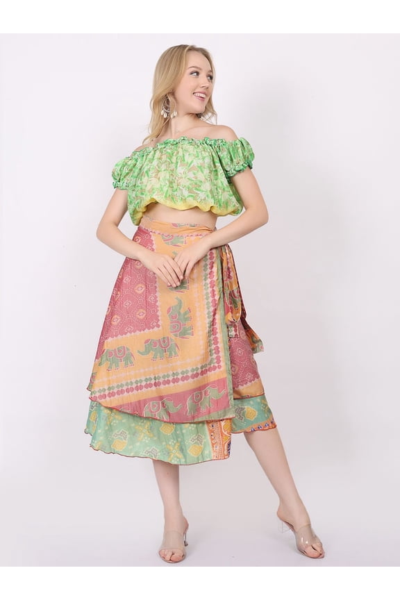 Pack of 3 Pcs Plus Size Wrap Around Skirts (Medium Length Plus Size)
