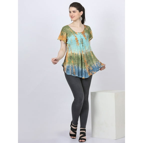 Wevez Short Sleeve Top Tie Dye Design, One Size, 3 Pcs Assorted Color