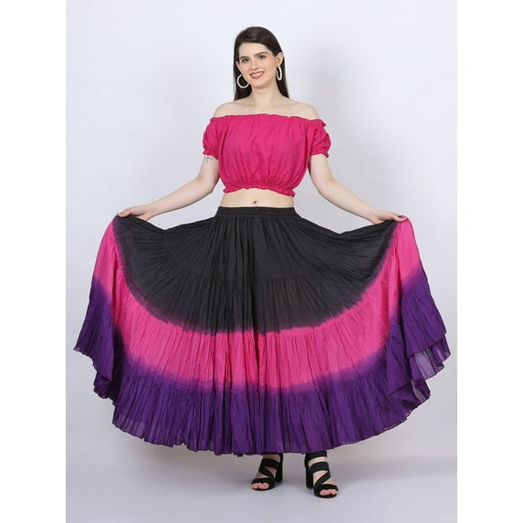Wevez Women's ATS Tribal Dip Dye 25 Yard Bombazo Style skirt