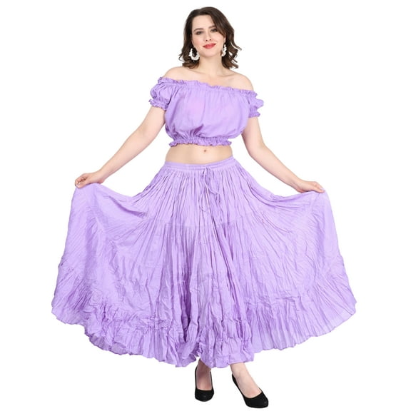 Wevez Women's American 40 Inch Cotton Tribal Skirt(Lilac)