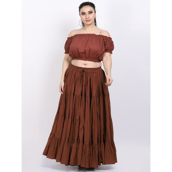 Wevez Women's Gypsy 25 Yard Solid Color Cotton Skirt, One Size