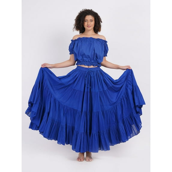 Wevez Women's Gypsy 25 Yard Solid Color Cotton Skirt, One Size