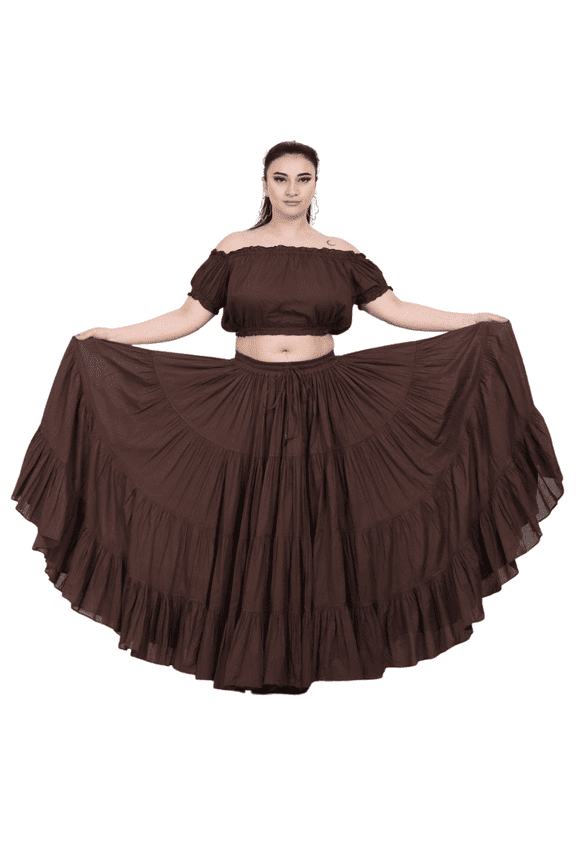 Women's Gypsy 25 Yard Solid Color Cotton Skirt, One Size