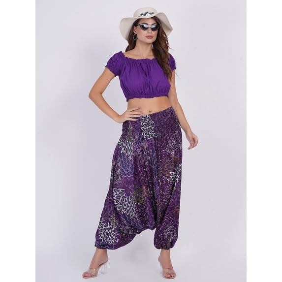 Wevez Women's Lot of 3 Plain Rayon Harem Pants, One Size, Assorted