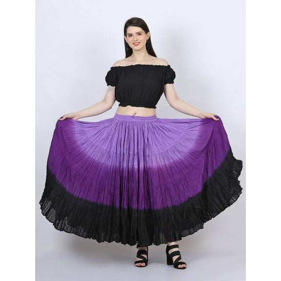 Wevez Women's Plus Size 40 Inches Long Tribal Fusion 25 Yard Skirt (LPB)