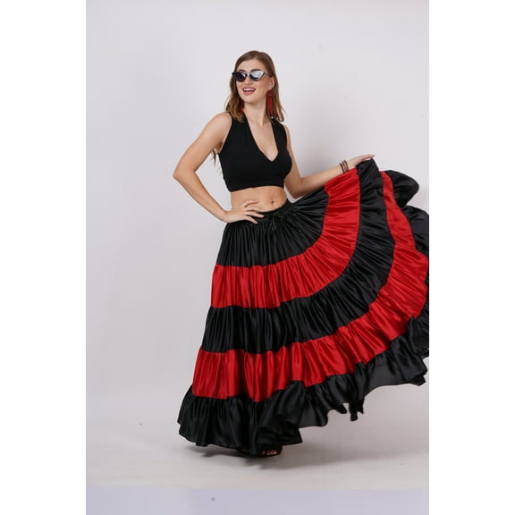 Wevez Women's Spain Flamenco Dance 25 Yard Skirt, One Size